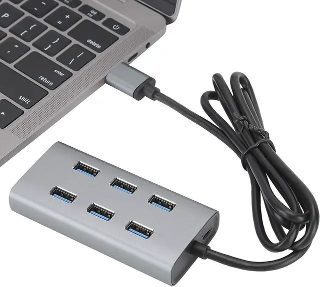 Alt view image 5 of 7 - 7 Ports USB 3.0 Hub, Aluminium Alloy USB Docking Station Up to 5gbps USB 3.0 Hub with 7 USB 3.0, 1 Micro Power Supply Interface, for Laptops, Desktops, and Others