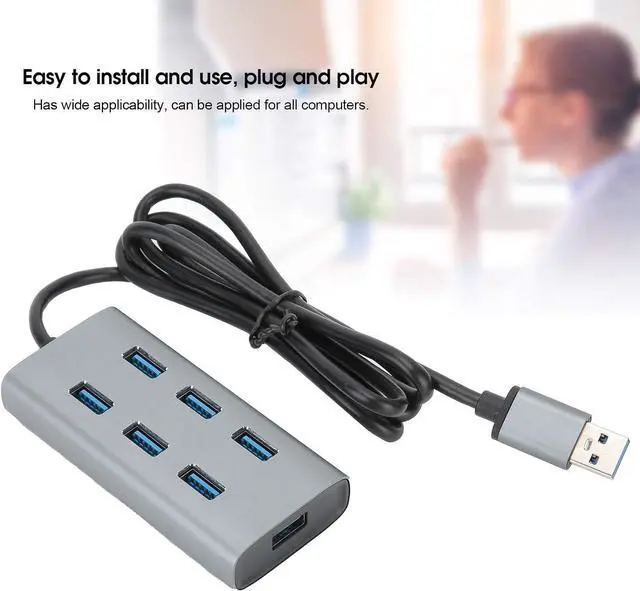 Alt view image 4 of 7 - 7 Ports USB 3.0 Hub, Aluminium Alloy USB Docking Station Up to 5gbps USB 3.0 Hub with 7 USB 3.0, 1 Micro Power Supply Interface, for Laptops, Desktops, and Others