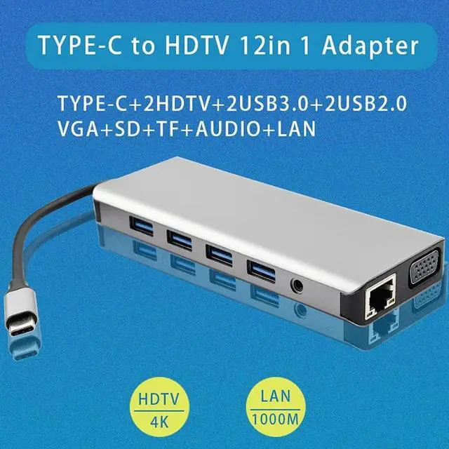 Alt view image 3 of 6 - Daguys WS-04 12-in-1 Type-C Notebook Multi-Function Docking Station