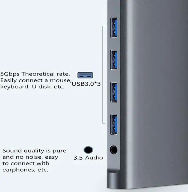 Alt view image 4 of 6 - Daguys WS-04 12-in-1 Type-C Notebook Multi-Function Docking Station