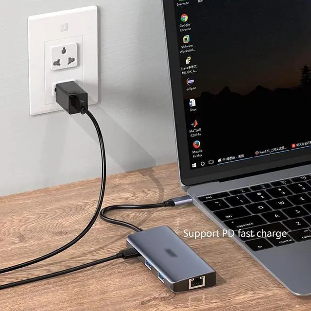 Alt view image 3 of 6 - Port Expander 10-in-1 USB C Dock Hub with Ethernet, HDMI, VGA, 3 USB 3.0, 60W PD, SD/TF Cards Reader, 3.5mm Audio Port Docking Station USB Splitter