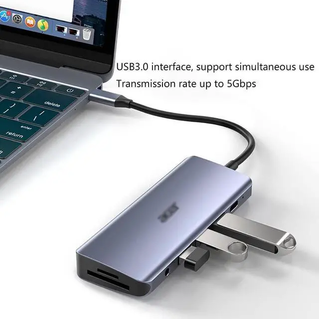 Alt view image 5 of 6 - Port Expander 10-in-1 USB C Dock Hub with Ethernet, HDMI, VGA, 3 USB 3.0, 60W PD, SD/TF Cards Reader, 3.5mm Audio Port Docking Station USB Splitter