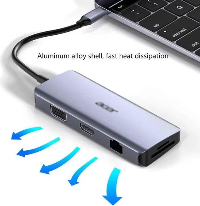 Alt view image 6 of 6 - Port Expander 10-in-1 USB C Dock Hub with Ethernet, HDMI, VGA, 3 USB 3.0, 60W PD, SD/TF Cards Reader, 3.5mm Audio Port Docking Station USB Splitter