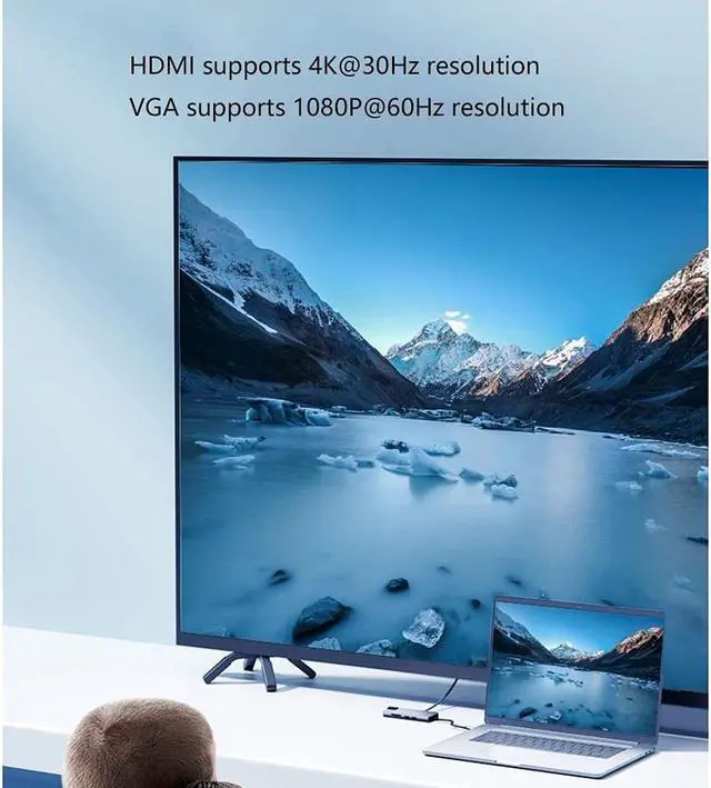 Alt view image 6 of 7 - Port Expander Docking Station USB C Docking Station 10 in 1 with HDMI+VGA+1000M Ethernet+3 USB 3.0+SD/TF+USB-C PD+3.5mm Audio, USB C Hub USB Splitter