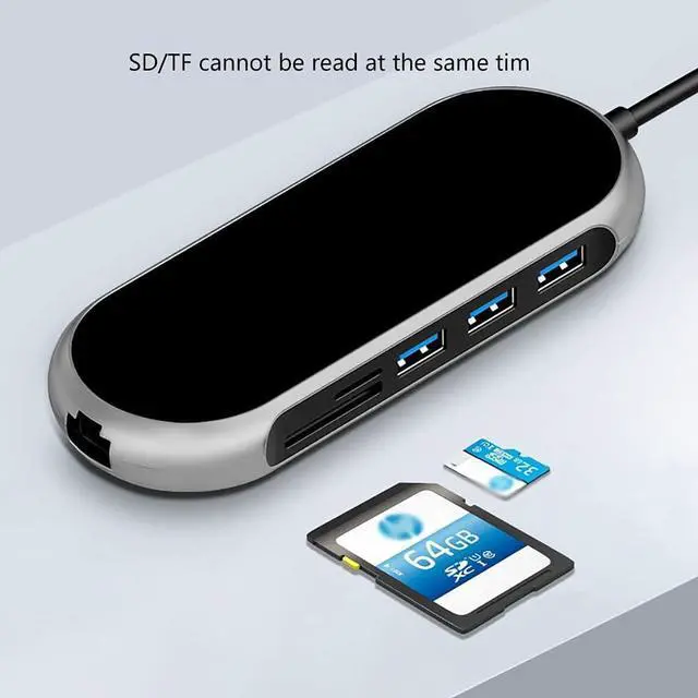 Alt view image 4 of 6 - Port Expander Docking Station 9 in 1 USB C Dock USB C Hub Adapter with HDMI, VGA, PD 100W, Ethernet, SD/TF Card Reader, 3 USB 3.0 Port USB Splitter