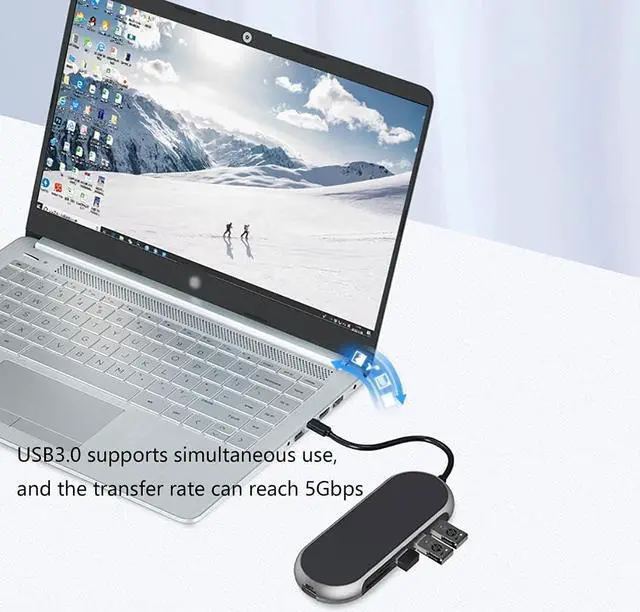 Alt view image 5 of 6 - Port Expander Docking Station 9 in 1 USB C Dock USB C Hub Adapter with HDMI, VGA, PD 100W, Ethernet, SD/TF Card Reader, 3 USB 3.0 Port USB Splitter