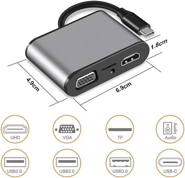 Alt view image 2 of 5 - Type-C Docking Station USB C HUB 8 in 1 Expansion Converter Mobile Phone Laptop Splitter Triple Display Docking Station with Charging