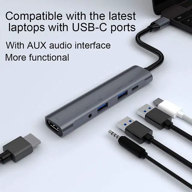 Alt view image 4 of 7 - USB Hubs, TypeC to HDMI 3.0 Hub 5in1 TypeC Docking Station with Audio 4K HD Converter