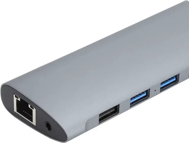 Alt view image 2 of 7 - 11 in 1 Type C Computer Docking Station, 4K at 60Hz Multimedia Hub, Supports OS X/, with Card Slot, Fast Charging, Gigabit Ethernet, USB Ports