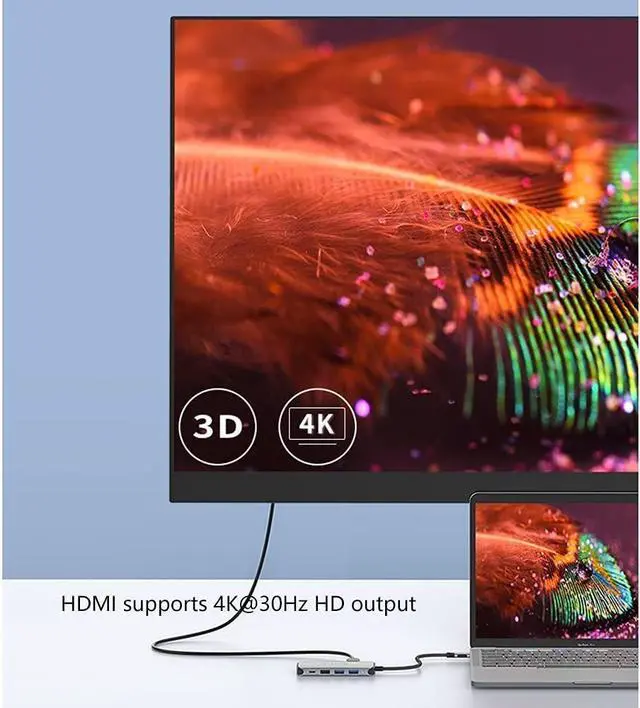 Alt view image 6 of 7 - Port Expander USB C Dock 8-in-1 Type C Hub Adapter Docking Station with Ethernet, 4K HDMI, 2 USB 3.0, USB 2.0, SD/TF Card Reader, PD 60W USB Splitter