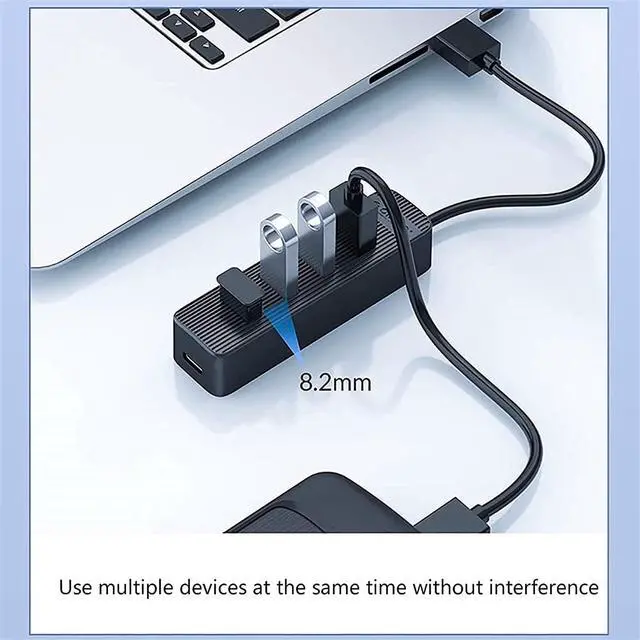 Alt view image 2 of 5 - KouRy Docking Station, 4-in-1 USB Docking Station USB 3.0 Hub with Type-C Power Delivery for Laptop, Keyboard, Mouse, Flash Drives, and Mobile HDD (Black)