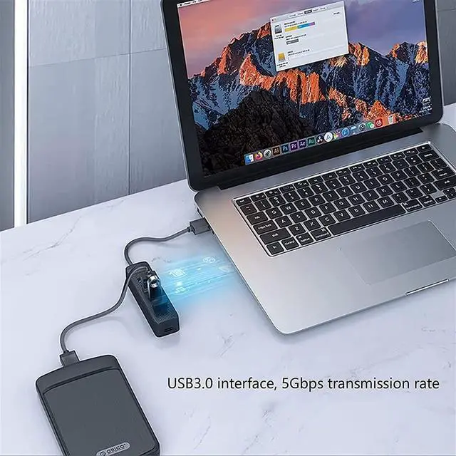 Alt view image 3 of 5 - KouRy Docking Station, 4-in-1 USB Docking Station USB 3.0 Hub with Type-C Power Delivery for Laptop, Keyboard, Mouse, Flash Drives, and Mobile HDD (Black)
