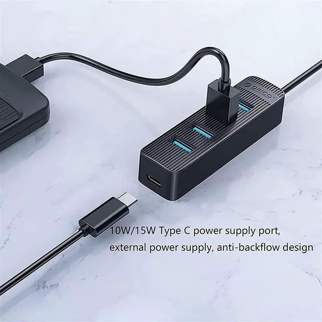Alt view image 4 of 5 - KouRy Docking Station, 4-in-1 USB Docking Station USB 3.0 Hub with Type-C Power Delivery for Laptop, Keyboard, Mouse, Flash Drives, and Mobile HDD (Black)