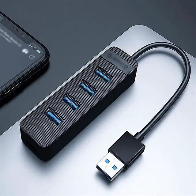 Alt view image 5 of 5 - KouRy Docking Station, 4-in-1 USB Docking Station USB 3.0 Hub with Type-C Power Delivery for Laptop, Keyboard, Mouse, Flash Drives, and Mobile HDD (Black)
