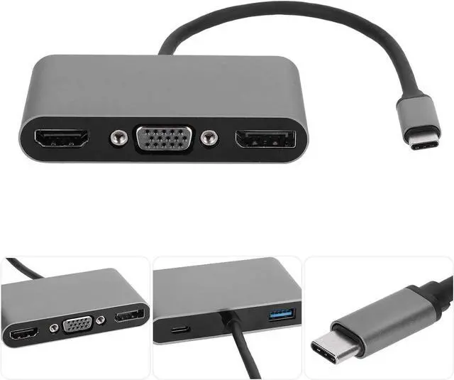 Alt view image 3 of 7 - 5 in 1 Type C Multi Function Docking Station, USB C Hub with USB PD Ports, 4K HD Docking Station for Laptop, Aluminum Alloy Adapter for Pro Air, PC, TV