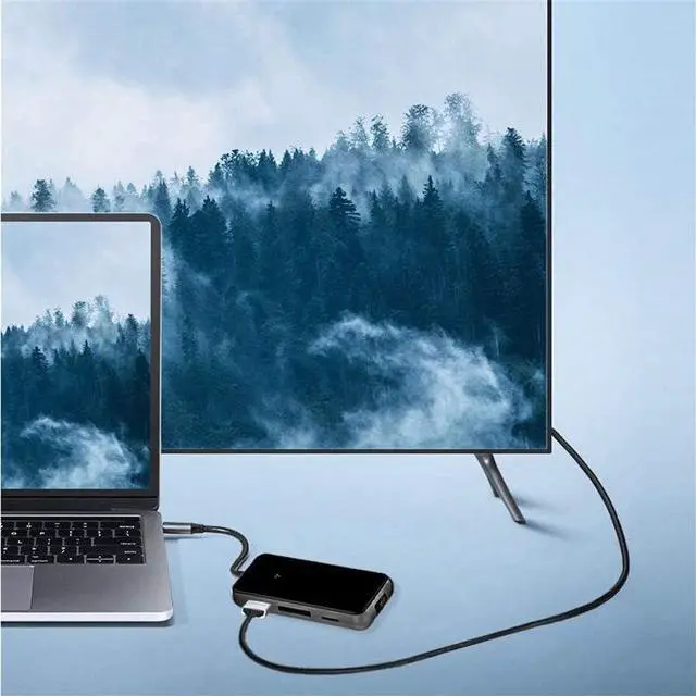 Alt view image 4 of 7 - USB C Hub USB C Adapter Expansion Dock Station 8 in-1 USB C Hub with Ethernet Port 4K HDMI PD Charging 3 USB 3.0 Ports Support SD TF Card Reader Compatible USB C Docking Station