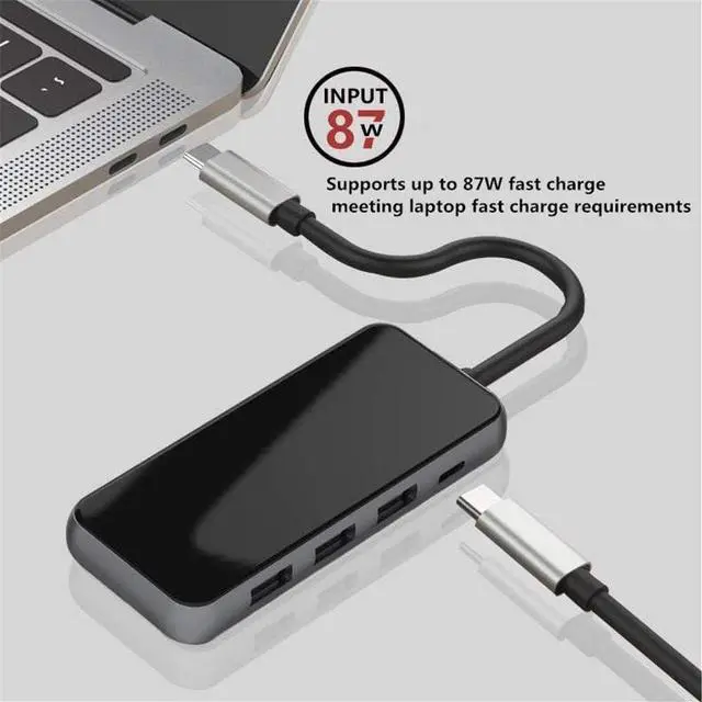 Alt view image 5 of 7 - USB C Hub USB C Adapter Expansion Dock Station 8 in-1 USB C Hub with Ethernet Port 4K HDMI PD Charging 3 USB 3.0 Ports Support SD TF Card Reader Compatible USB C Docking Station
