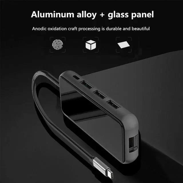 Alt view image 6 of 7 - USB C Hub USB C Adapter Expansion Dock Station 8 in-1 USB C Hub with Ethernet Port 4K HDMI PD Charging 3 USB 3.0 Ports Support SD TF Card Reader Compatible USB C Docking Station