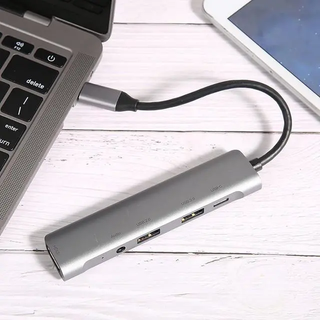 Alt view image 3 of 7 - USB Hubs, TypeC to HDMI 3.0 Hub 5in1 TypeC Docking Station with Audio 4K HD Converter