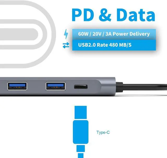 Alt view image 7 of 7 - USB Hubs, TypeC to HDMI 3.0 Hub 5in1 TypeC Docking Station with Audio 4K HD Converter