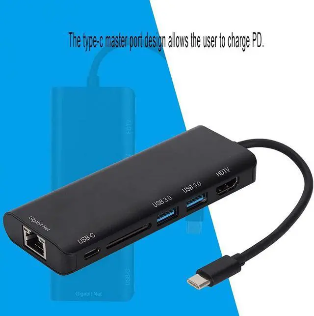 Alt view image 4 of 4 - Multi-Functional 6in1 Docking Station Plug and Play Docking Station USB Docking Station Type-c Docking Station for Desktop for Computer for PC