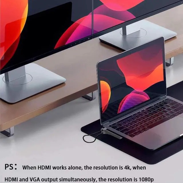 Alt view image 2 of 6 - USB Hub 12-in-1 Fast USB Type C Hub for Dual 4K Docking Station Dual RJ45 Pd USB 2.0 Charging VGA Audio Jack 3.5mm Adapter