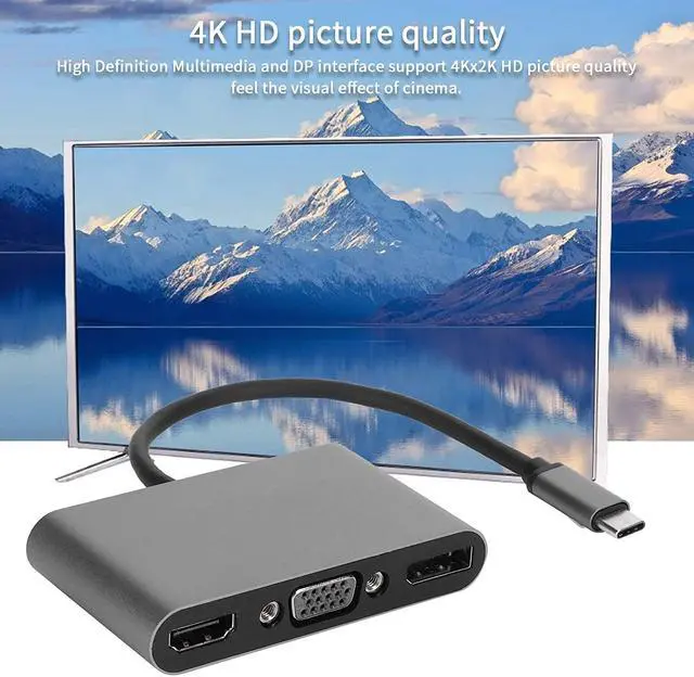 Alt view image 3 of 7 - TypeC to HDMI Adapter, 5 in 1 TypeC Multifunction Docking Station, HDMI+DP+VGA+USB+PD Interface HUB Adapter, Support MST MultiScreen Display