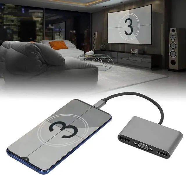 Alt view image 4 of 7 - TypeC to HDMI Adapter, 5 in 1 TypeC Multifunction Docking Station, HDMI+DP+VGA+USB+PD Interface HUB Adapter, Support MST MultiScreen Display