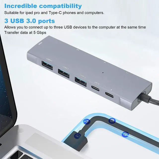 Alt view image 3 of 7 - Type-C Docking Station, Multi-Interface Sturdy USB3.0 Adapter, Stable for Phone Computer