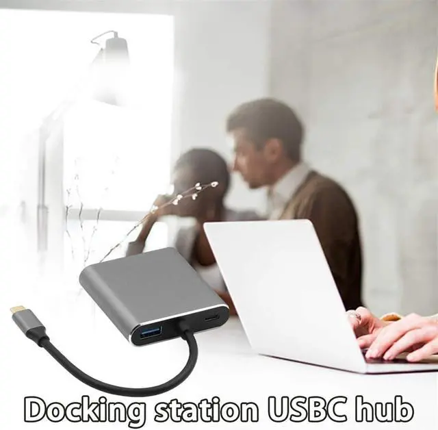 Alt view image 4 of 6 - CRFYJ 4-in-1 Docking Station Type-C to HDMI+VGA+USB3.0+PD Multifunctional Split Line Card Reader Hub Plug and Play