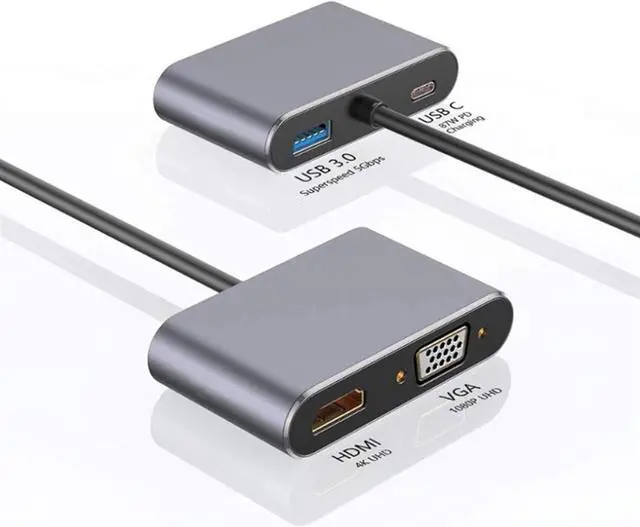 Alt view image 5 of 6 - CRFYJ 4-in-1 Docking Station Type-C to HDMI+VGA+USB3.0+PD Multifunctional Split Line Card Reader Hub Plug and Play