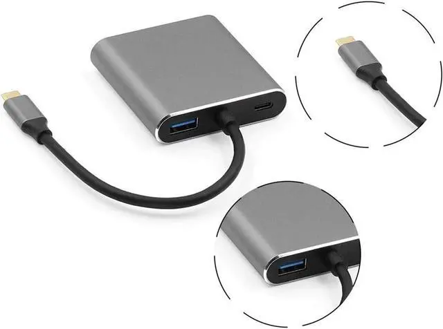 Alt view image 6 of 6 - CRFYJ 4-in-1 Docking Station Type-C to HDMI+VGA+USB3.0+PD Multifunctional Split Line Card Reader Hub Plug and Play