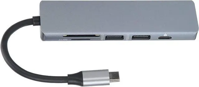 Main image of 6 in 1 Type C Hub Adapter, Docking Station with Output, USB3.0, PD Charging Port, Memory Card Reader, Compact Design for Travel, Compatible with Multiple Devices