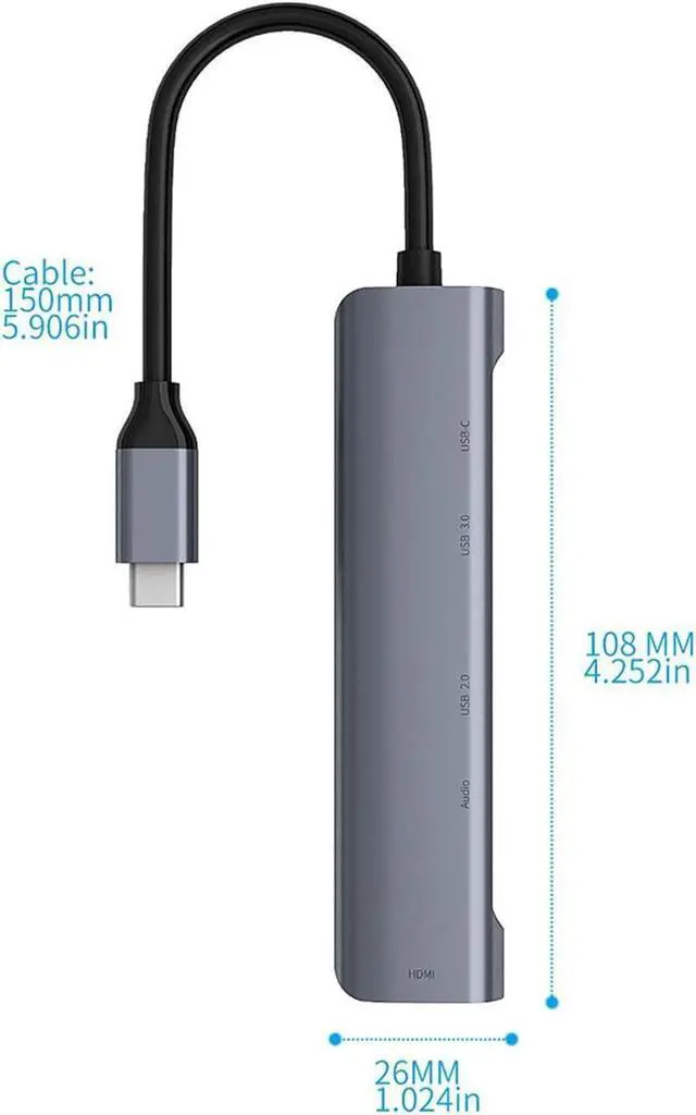 Alt view image 2 of 7 - USB Hubs, TypeC to HDMI 3.0 Hub 5in1 TypeC Docking Station with Audio 4K HD Converter