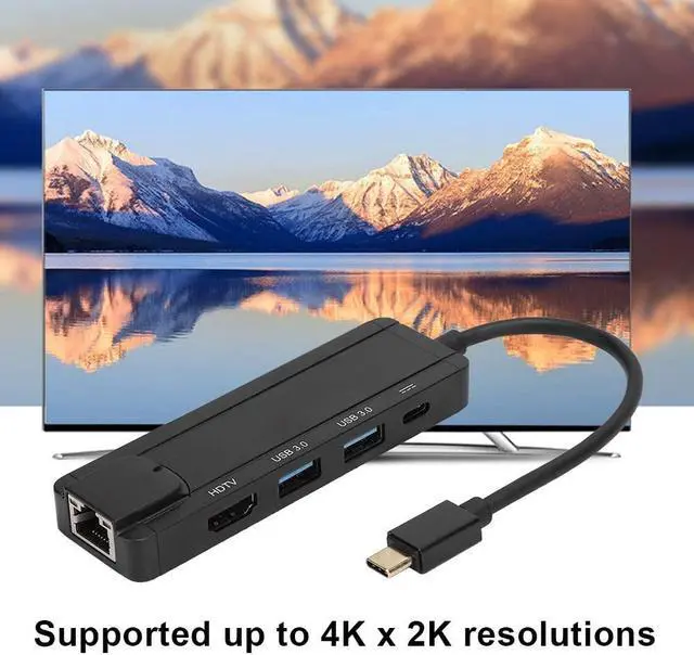 Alt view image 2 of 7 - Gojiny 5-in-1 Docking Station, Portable Hub 2 USB3.0 Ports Type C Interface 4Kx2K HDMI Output for Mac OS Windows
