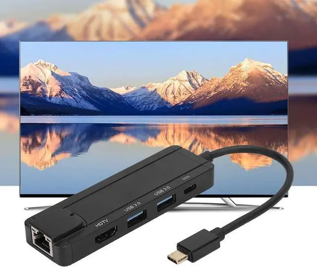 Alt view image 4 of 7 - Gojiny 5-in-1 Docking Station, Portable Hub 2 USB3.0 Ports Type C Interface 4Kx2K HDMI Output for Mac OS Windows