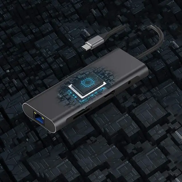 Alt view image 4 of 7 - 9-in-1 USB Hub, Docking Station with HDMI 4K,VGA,3 USB Ports,PD Charging, Audio, Support SD/TF Card, Compatible with MacBook,ipad Pro