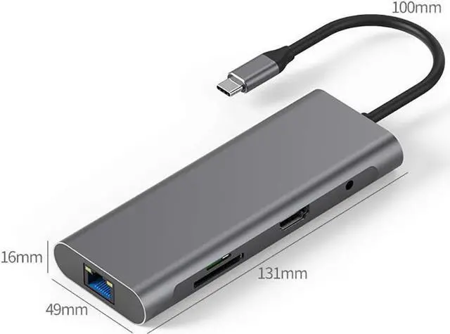 Alt view image 7 of 7 - 9-in-1 USB Hub, Docking Station with HDMI 4K,VGA,3 USB Ports,PD Charging, Audio, Support SD/TF Card, Compatible with MacBook,ipad Pro