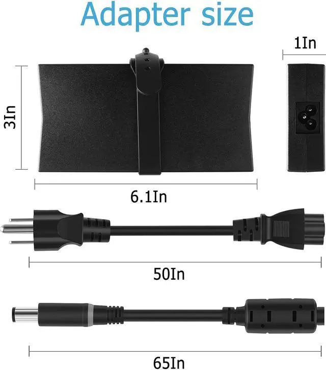 Alt view image 4 of 4 - 130W AC Charger Compatible with Dell Latitude 5400 5401 5480 5491 5500 5501 5511 5591 E6500 14 7466 15 5576 5577 7557 7559 7566 7567 7577 16 7610 17R 5721 7720 N7010 N7110 Power Supply Cord