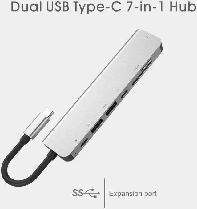 Alt view image 4 of 7 - Type-C to HDMI 4K HUB Multifunctional Hub 3.1 to HDMI 7 in 1 Type C Hub Docking Station with Triple Display 2X HDMI 4K