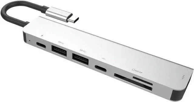 Alt view image 5 of 7 - Type-C to HDMI 4K HUB Multifunctional Hub 3.1 to HDMI 7 in 1 Type C Hub Docking Station with Triple Display 2X HDMI 4K