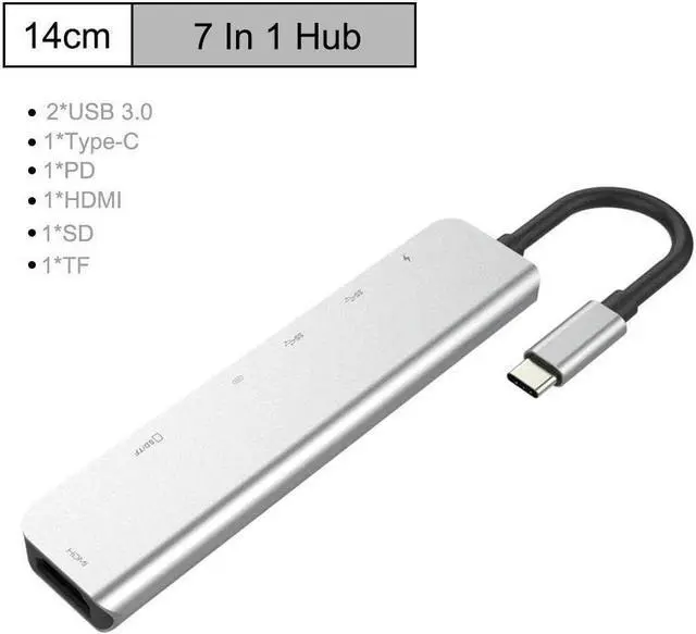 Alt view image 7 of 7 - Type-C to HDMI 4K HUB Multifunctional Hub 3.1 to HDMI 7 in 1 Type C Hub Docking Station with Triple Display 2X HDMI 4K
