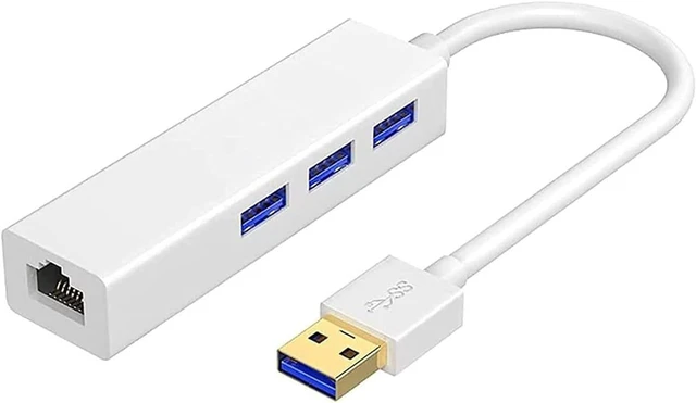 Main image of KouRy USB Docking Station,4 Port USB Hub USB Dock Adapter USB Ethernet Extender with 100M Ethernet, 3 USB 3.0 Ports for Desktop, Computer Laptop (White)
