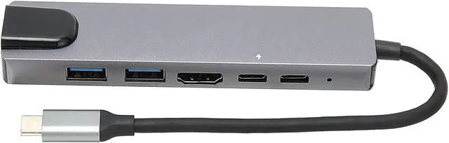 Alt view image 7 of 7 - 6 in 1 Type C HUB, Type C to 4K HDMI, 2 USB 3.0 Ports, 2 Type-C Ports Support USBC Power Supply 87W PD, RJ45 Gigabit Ethernet Port for Type C Laptops