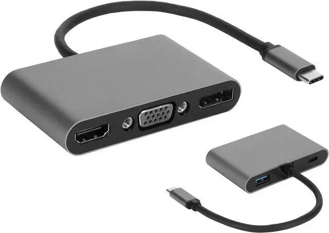 Alt view image 7 of 7 - TypeC to HDMI Adapter, 5 in 1 TypeC Multifunction Docking Station, HDMI+DP+VGA+USB+PD Interface HUB Adapter, Support MST MultiScreen Display