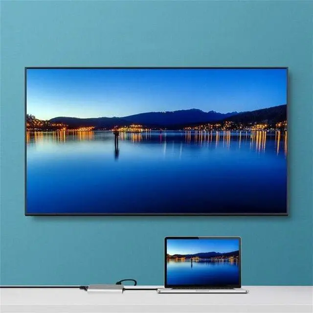 Alt view image 4 of 7 - USB C Hub 8 in 1 USB C Adapter with 4K 1080P VGA Gigabit Ethernet RJ45 SD/Micro SD Card Reader Type C USB 3.0 USB-C Hub Adapter pace Gray