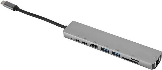 Alt view image 4 of 6 - 8 in to 1 USB Hub,Portable USB C to Type C 3 USB 3.0 Hub Dock Station HDMI RJ45 Ethernet TF OTG Adapter Plug and Play