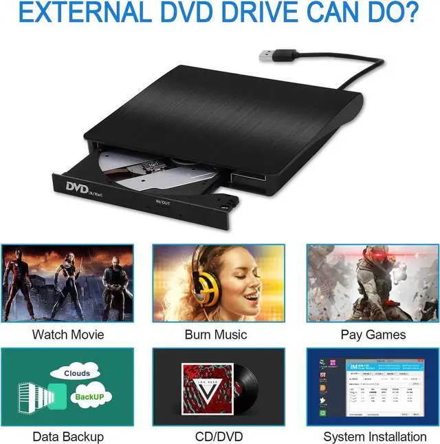 Alt view image 4 of 7 - External CD/DVD Drive for Laptop, USB 3.0 Portable DVD CD+/-RW Drive Slim DVD/CD ROM Rewriter Burner Writer, High Speed Data Transfer Pro Desktop