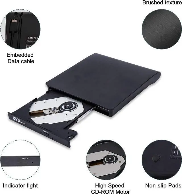 Alt view image 5 of 7 - External CD/DVD Drive for Laptop, USB 3.0 Portable DVD CD+/-RW Drive Slim DVD/CD ROM Rewriter Burner Writer, High Speed Data Transfer Pro Desktop