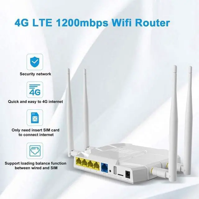 Alt view image 2 of 7 - WE1326-KC 4G LTE Router, 1200Mbps Wireless Router, 4G LTE Hotspot with SIM Card Slot, TF Card, USB Port and EC25 Module